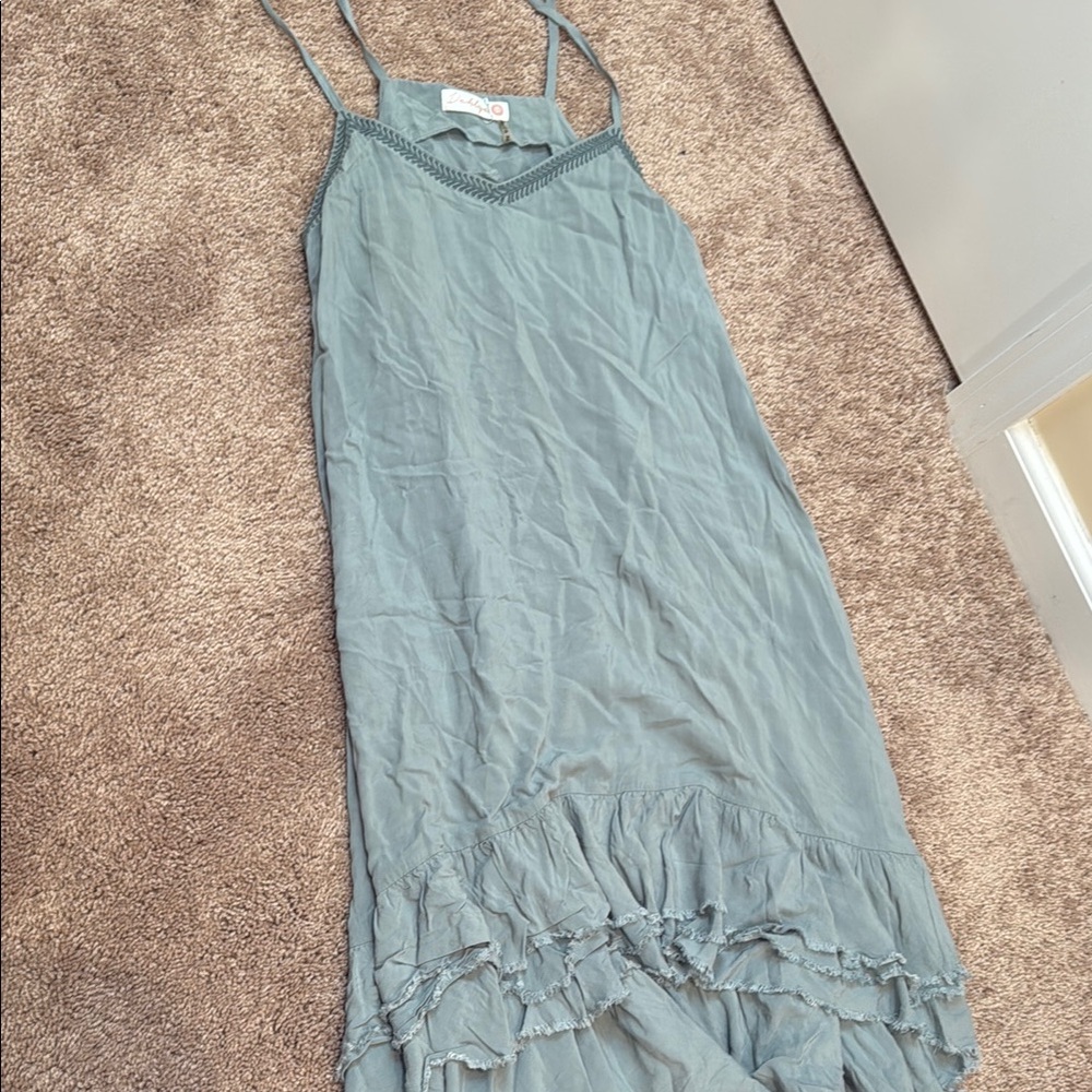 Sage Green Ruffled Tiered Maxi Dress - Picture 1 of 6